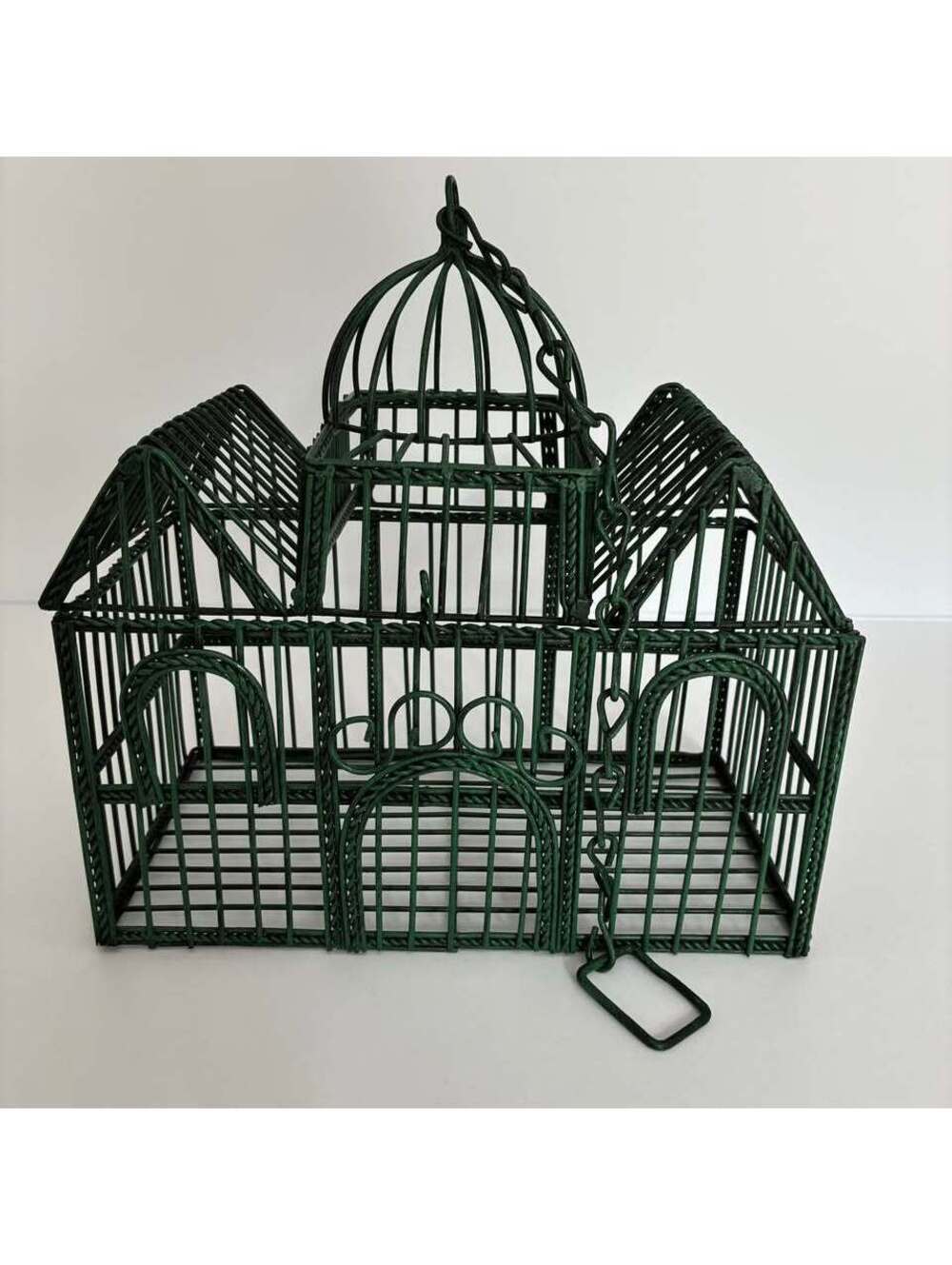Vintage Victorian Style Metal Bird Cage Green Conservatory Decorative Display